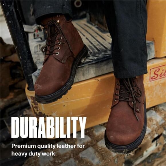 Work Boots for Men Soft Toe – 6inch Leather Boots for Construction Rubber Sole main image 6